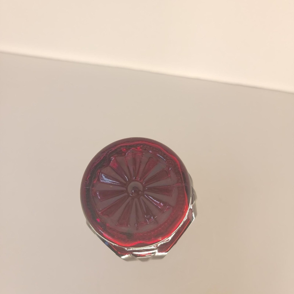 Vintage Wheaton Ruby Red Glass Bud Vase Bullseye Coin Dot MCM 9" Retro - Picture 3 of 7